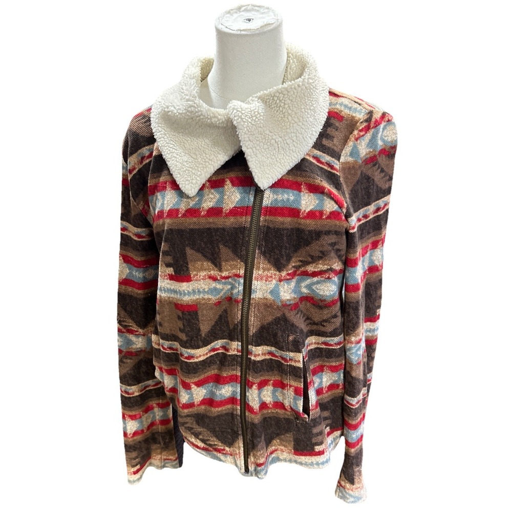 Lauren Ralph Lauren‎ Womens Aztec Jacket Medium Sherpa Collar
